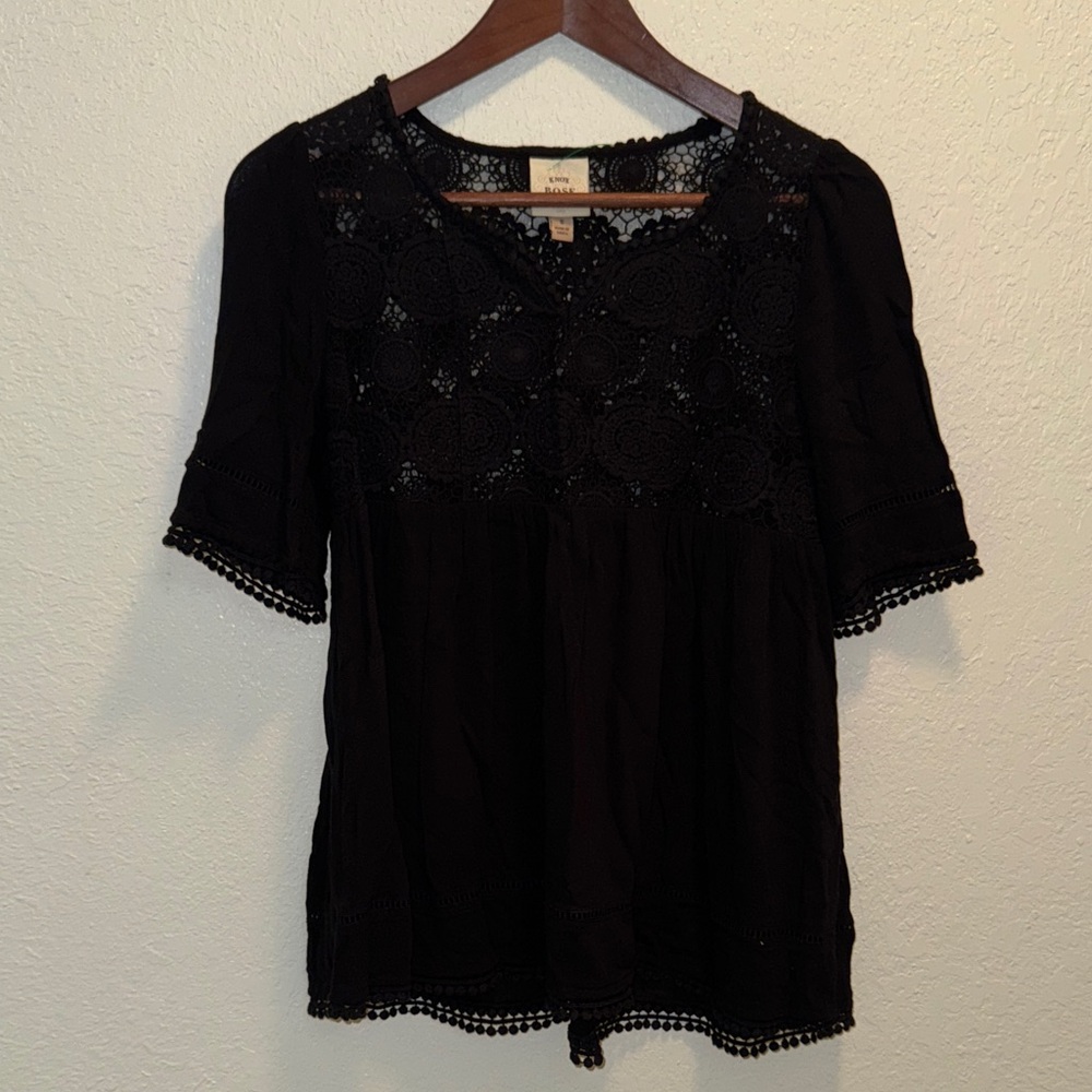 Knox Rose Black Lace Blouse